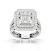 1.94 CT Baguette Cut Layered Halo Lab Diamond Ring